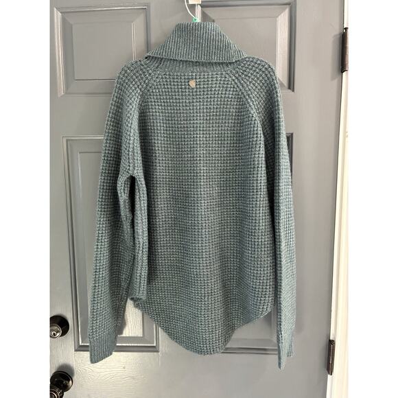 Kuhl Sienna Sweater M Blue Cowl Neck Long Sleeve Waffle Knit Pullover - Picture 5 of 9